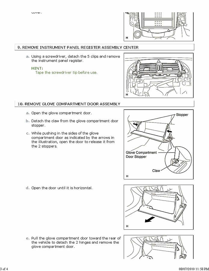 removing toyota instrument panel #3 removing toyota instrument panel #3